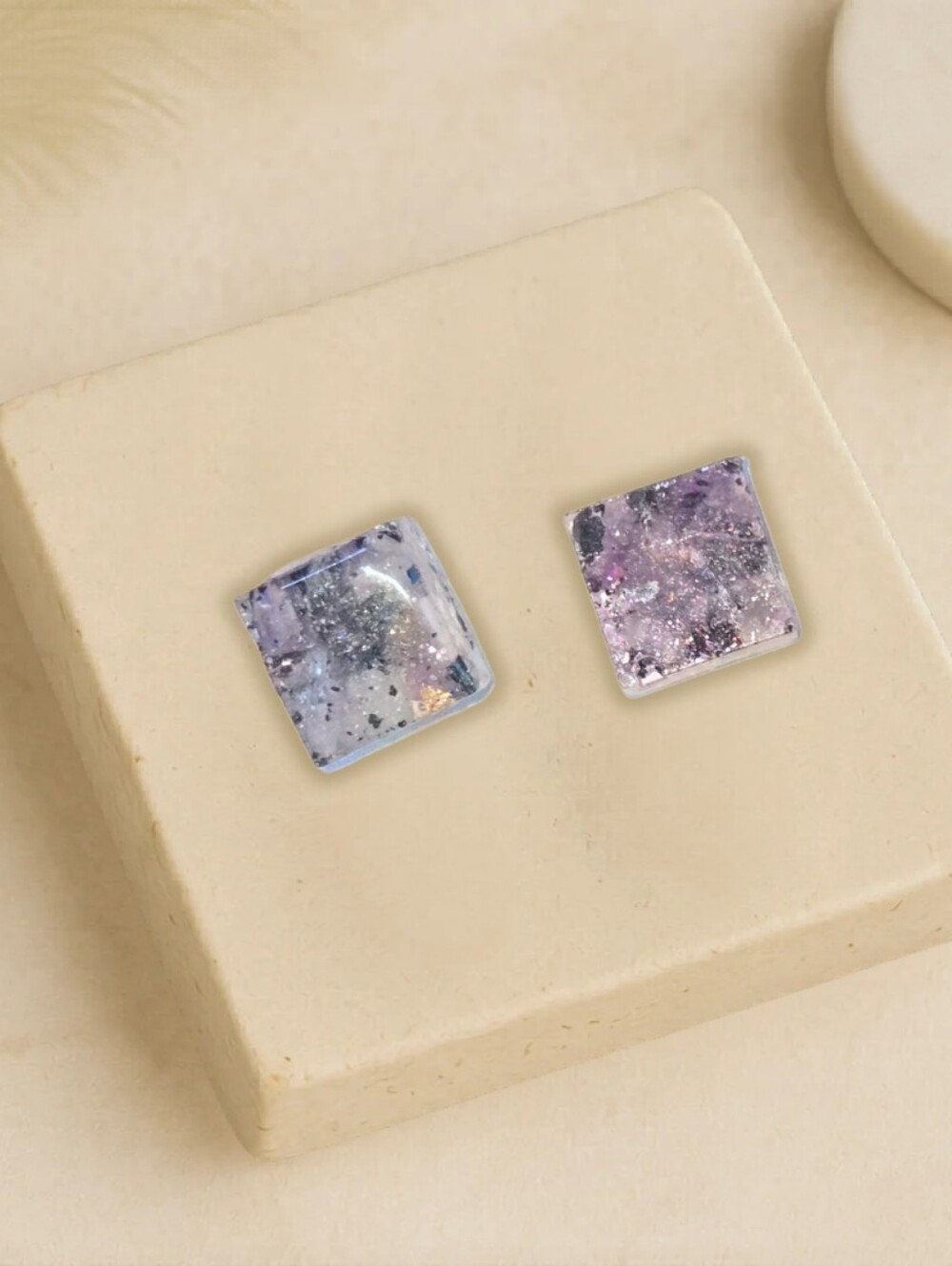 Purple Square Amethyst Stone Stud Earrings - Women Jewelry Hypoallergenic